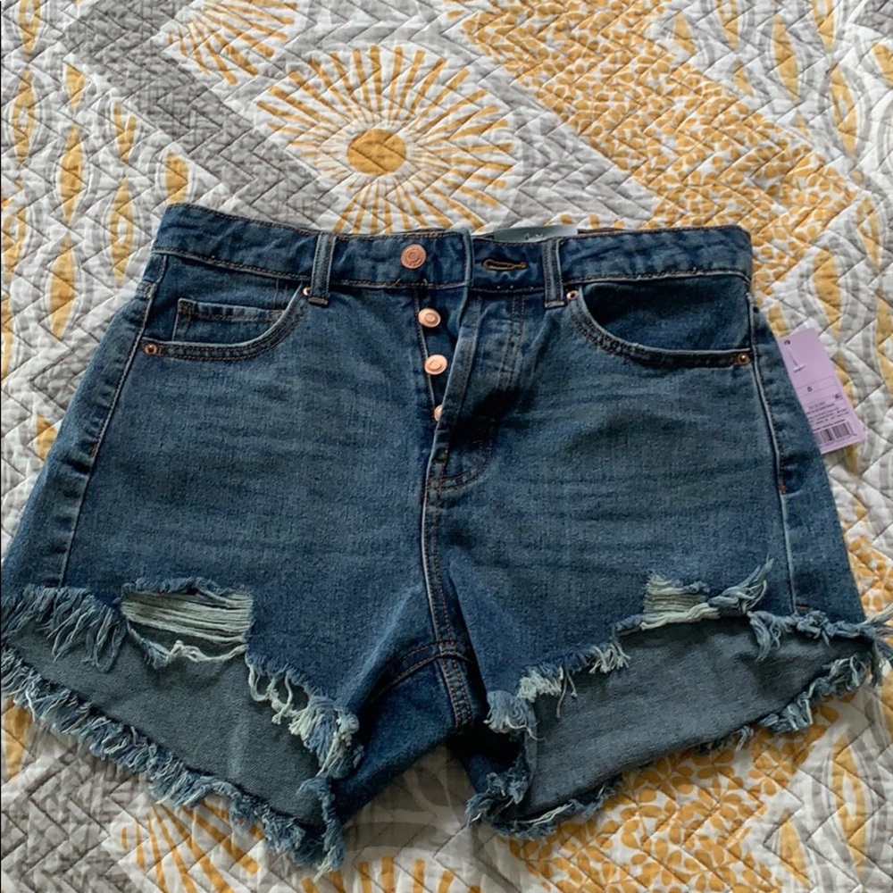 high rise jean short cut offs